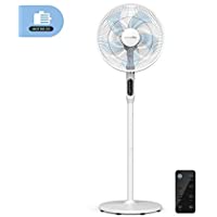 UNIVERSALBLUE | Ventilador de pie Silencioso blanco | Mando a Distancia | 24 velocidades | Modo ECO | Motor DC